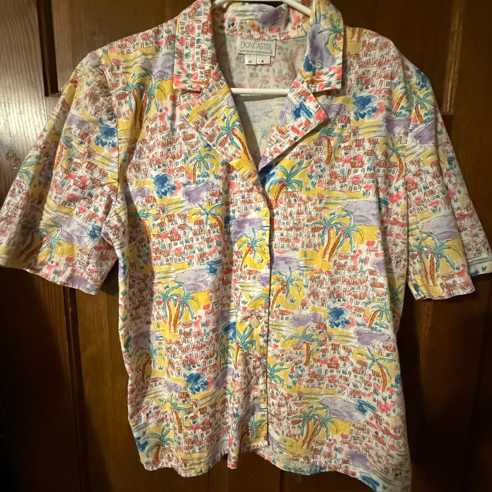 Vintage tropical print set skirt top size 14 Doncaster - Picture 3 of 6